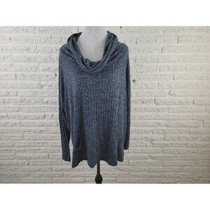 Cato Womens Sweater 26W 28W Plus Pullover Cowl Neck Polyester Blend BLU28E